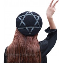 RARITYUS Women Girls Wool French Aritist Beret Hat Fashion Pentagram Cap Adjustable Winter Warm Beanie Black at  Women’s Clothing store