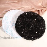seven wolves Black Sequin Berets Women's Sparkly Sequin Shimmer Beret Hat French Style Beanie Hats Fashion Ladies Beret Caps Outdoor Hat Black at Women’s Clothing store