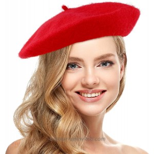 Skeleteen Red French Style Beret - Women's Classic Beret Hat for Casual Use - 1 Piece at  Women’s Clothing store