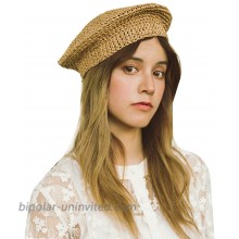 Straw Beret Solid Plain Flat Top Woven Berets Fashion French Style Painters Hat Cap Khaki at  Women’s Clothing store