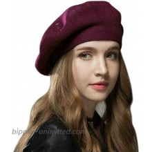 Sumolux Women Beret Hat Cap French Wool Beret Beanie Cap Classic Solid Color Autumn Winter Hats Wine Red at  Women’s Clothing store