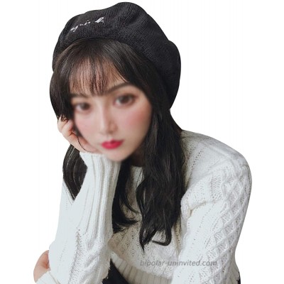 Sun Kea Ladies Embroidery Beret Hats Korean Style Solid Color Corduroy Pumpkin Cap Black at  Women’s Clothing store