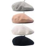 Trounistro 4 Pack Beret Hat French Beret Cap Winter Fashion Solid Color Hat for Women Girls Lady Color Set 1 at Women’s Clothing store