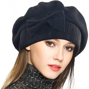 VECRY Women's 100% Wool Bucket Hat Felt Cloche Beret Dress Winter Beanie Hats Beret-Black at  Women’s Clothing store