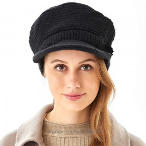 Women Newsboy Beanie Beret Hats Winter Knit Cap Fashion Casual Classic Warm Wool with Brim Artist Berret Cute boinas gorros de Mujer for Teen Girls Womens Lady Mother Black at  Women’s Clothing store