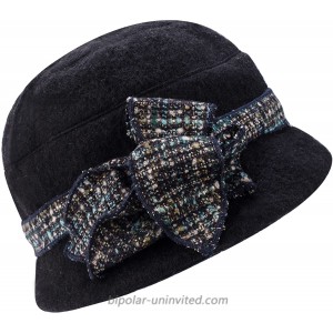 Womens 1920s Gatsby Wool Flower Band Beret Beanie Cloche Bucket Hat A374 Black at  Women’s Clothing store