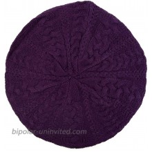 Women's Ladies Solid Color Knitted Knit French Beret Hat Cap Purple at  Women’s Clothing store