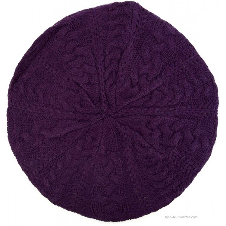 Women's Ladies Solid Color Knitted Knit French Beret Hat Cap Purple at Women’s Clothing store