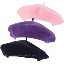 ZAKIRA Wool French Beret for Men and Women in Plain Colours - 3 Pack Pink Purple Navy at  Women’s Clothing store