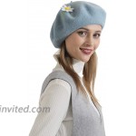 Zasy Handmade Wool Beret Hat French Style Needle Felt Flower Beanies Women Winter Autumn Cap Daisy at Women’s Clothing store
