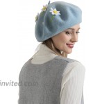 Zasy Handmade Wool Beret Hat French Style Needle Felt Flower Beanies Women Winter Autumn Cap Daisy at Women’s Clothing store