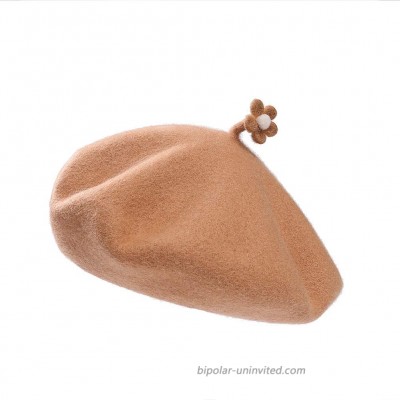 Zasy Women Solid Color Beret Wool French Beanie Cap Hat Handmade Wool Felt Flower Brown at  Women’s Clothing store
