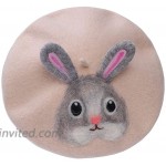 Zasy Wool Beret French Beanie Cap Handmade Wool Felt hat Rabbit Rainbow Cartoons Rabbit at Women’s Clothing store