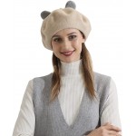 Zasy Wool Beret French Beanie Cap Handmade Wool Felt hat Rabbit Rainbow Cartoons Rabbit at Women’s Clothing store