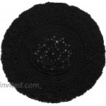ZLYC Women Cotton Slouchy Crochet Beret Handmade Cutout Floral Beanie Hat Plain Black at Women’s Clothing store