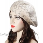 ZLYC Womens French Beret Hat Reversible Knitted Thickened Warm Cap for Ladies Girls Plaid Brown at Women’s Clothing store