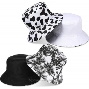 2 Pack Bucket Hat Cow Print Bucket Hat Original Summer Boonie Cap with Coconut Tree Pattern for Women and Men at  Women’s Clothing store