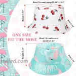 2 Pieces Bucket Sun Hat Unisex Print Double-Side-Wear Reversible Bucket Hat Summer Beach Hats for Women Girls Cherry and Flamingo Printed at Women’s Clothing store
