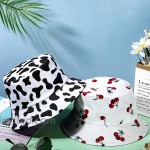 2 Pieces Print Beach Fisherman Hats Double-Side-Wear Reversible Bucket Hat Foldable Unisex Cap Cow Cheery Pattern Summer Cap for Women Men Outdoor Travel at Women’s Clothing store
