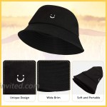 2 Pieces Smile Bucket Hats Smile Face Hat Summer Travel Bucket Beach Sun Hat Embroidery Visor Cap for Outdoor Activities White Black at Women’s Clothing store
