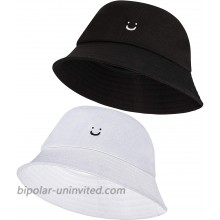 2 Pieces Smile Bucket Hats Smile Face Hat Summer Travel Bucket Beach Sun Hat Embroidery Visor Cap for Outdoor Activities White Black at  Women’s Clothing store