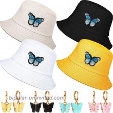 4 Pieces Butterfly Bucket Hat with Butterfly Dangle Hoop Earrings Summer Fisherman Cap for Men Women at  Women’s Clothing store