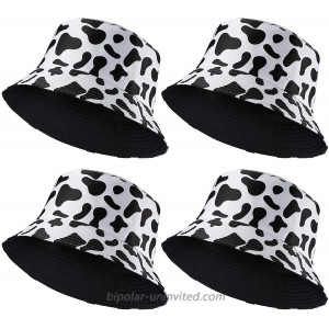 4 Pieces Reversible Cow Pattern Bucket Hat Unisex Double-Side-Wear Fisherman Cap Beach Sun Hat for Women Men Girls at  Women’s Clothing store