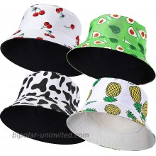 4 Pieces Summer Bucket Hats Fruit Printed Sun Protection Hats Double-Side-Wear Reversible Fisherman Cap Cherry Pineapple Cow Beach Hats for Women Teens Girls at  Women’s Clothing store