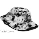 Abstract Black White Tie Dye Bucket Hat for Women Men Fishing Hat Sun Protection Cap for Camping Traveling Hiking at Women’s Clothing store