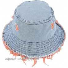 Arogheiz Denim Bucket Hat Frayed Brim Washed Worn Out Design Fisherman Beach Sun Hats with 4 Pieces Iron On Patches Orange at  Women’s Clothing store
