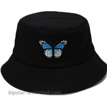 Avilego Unisex Fashion Butterfly Embroidered Bucket Hat Summer Fisherman Cap for Men Women Teens Black at  Women’s Clothing store