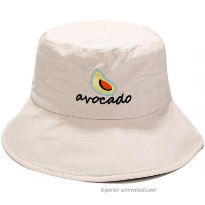 Avocado Embroidered Bucket Hat Adjustable Fisherman Cap Travel Packable Sun Hats for Women Men Beige at  Women’s Clothing store