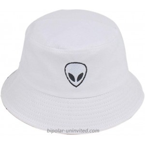 Bestag Unisex Embroidered Alien Bucket Hat Panama Cap Sun Prevent Hats White at  Women’s Clothing store