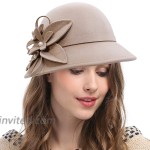 Bienvenu 100% Wool Wool Hat Women Vintage Cloche Bucket Hat Camel at Women’s Clothing store