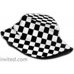 Black White Race Checkered Flag Bucket Hat Reversible Fisherman Cap Beach Sun Hats for Men Women Boys and Girls at Women’s Clothing store