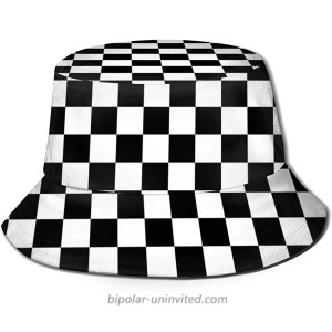 Black White Race Checkered Flag Bucket Hat Reversible Fisherman Cap Beach Sun Hats for Men Women Boys and Girls at  Women’s Clothing store