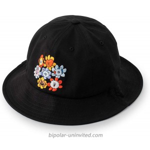 BT21 Flower Collection Character Embroidered Unisex 100% Cotton Bucket Hat Black at  Women’s Clothing store
