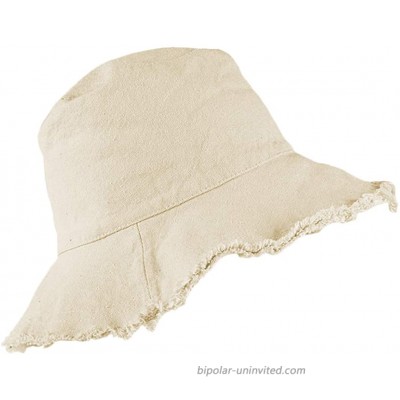 Bucket-Hat Distressed Sun-Protection Washed-Cotton - Summer Wide Brim Beach Cap Beige at  Women’s Clothing store