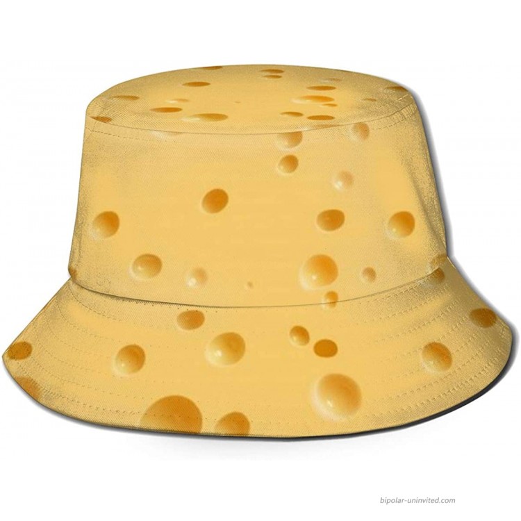 Bucket Hat Funny Food Cheese Pattern Unisex Packable Summer Travel Bucket Boonie Sun Hat Outdoor Fisherman Cap at Women’s Clothing store