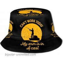 Can't Work Today My Arm is in A Cast Funny Unisex Bucket Hat Sun Beach Summer Cap Travel Outdoor Packable Fisherman Visor Cute at  Women’s Clothing store