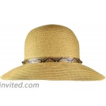 C.C Women's Paper Woven Cloche Bucket Hat with Color Bow Band Snake Natural at Women’s Clothing store