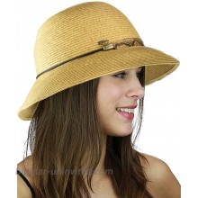C.C Women's Paper Woven Cloche Bucket Hat with Color Bow Band Snake Natural at  Women’s Clothing store