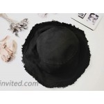 Cotton Bucket Hat for Women Sun Hat Brim Black at Women’s Clothing store