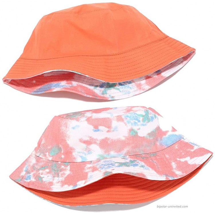 Cotton Bucket Hat Summer Travel Beach Hat Unisex Fishiman Cap Sun Hat Tie Dye Bucket for Women Pink Green at Women’s Clothing store