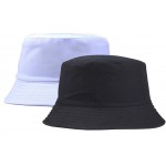 Cotton Sun-Hat Bucket-Protection Black - Summer Foldable Hat Black+White S-M at Women’s Clothing store