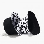 Cow Print Bucket Hat Funny Animal Pattern Fisherman Cap Reversible Packable Sun Hats for Women Men White at Women’s Clothing store