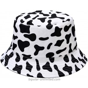 Cow Print Bucket Hat Funny Animal Pattern Fisherman Cap Reversible Packable Sun Hats for Women Men White at  Women’s Clothing store