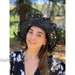 Cuckoo B Lucy Straw Frayed Bucket Beach Hat Black at Women’s Clothing store