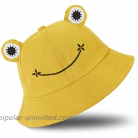 Cute Frog Bucket Hat for Teens Adult Cotton Summer Bucket Sun Hat Wide Brim Fisherman Hat Yellow