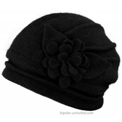 Dahlia Women's Winter Hat - Wool Cloche Bucket Hat Slouch Flower Black at  Women’s Clothing store